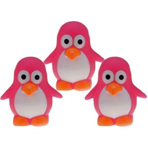 Rubber badeendje/pinguin - 3x - Classic roze - badkamer fun artikelen - size 6 cm - kunststof - Badeendjes
