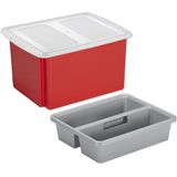 Sunware Opslagbox met deksel en organiser - 32 liter - rood