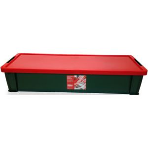 Kerst inpakpapier/cadeaupapier opbergbox groen/rood 81 x 28 x 16 cm - Cadeaupapier