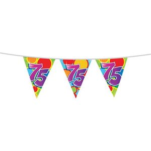 Leeftijd verjaardag thema vlaggetjes 75 jaar plastic 10 meter - Vlaggenlijnen