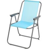 Sunnydays camping/strand stoel - 4x - aluminium - inklapbaar - blauw - L53 x B55 x H75 cm - Campingstoelen