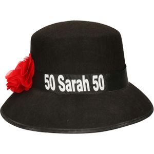 Sarah 50 jaar verkleed hoedje - Verkleedhoofddeksels