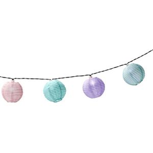 Solar lampion tuinverlichting/feestverlichting roze, blauw, paars, lichtblauw 4.5m - Lichtsnoeren