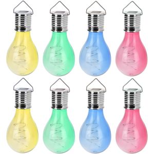 12x Solar hang lampenbolletjes gekleurd op zonne-energie 15 cm tuinverlichting - Buitenverlichting