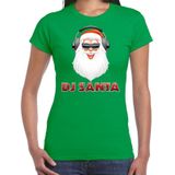 Fout kerstshirt groen DJ Santa met koptelefoon voor dames - kerst t-shirts