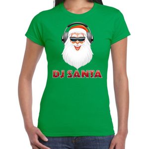 Fout kerstshirt groen DJ Santa met koptelefoon voor dames - kerst t-shirts
