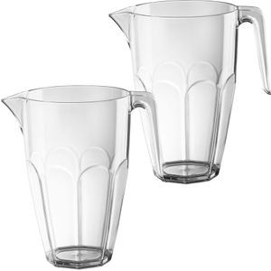 2x Waterkaraffen/schenkkannen 2,25 L van onbreekbaar kunststof - Limonadekan/sapkan - Bier pitcher
