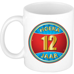 Verjaardag mok / beker hoera 12 jaar verjaardagscadeau - feest mokken