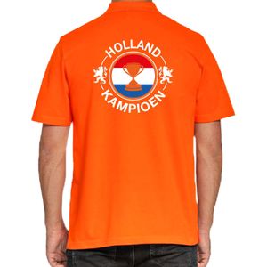 Holland kampioen met beker oranje poloshirt Holland / Nederland supporter EK/ WK voor heren - Feestshirts