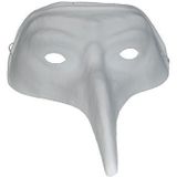 Halloween/Gemaskerd bal snavel feestmasker - 2x - wit - plastic - volwassenen - Verkleedmaskers
