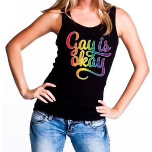 Gay is okay gaypride tanktop zwart voor dames - Feestshirts