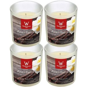 4x Vanille geur kaarsen 25 branduren tegen rooklucht - geurkaarsen