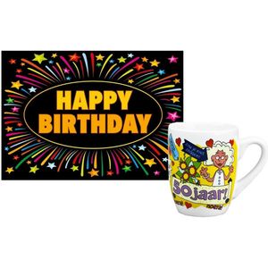 Paperdreams Grappige verjaardag mok/beker 50 jaar vrouw fun tekst 300 ml + wenskaart Happy Birthday