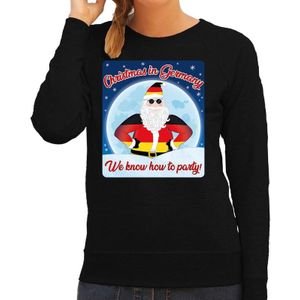 Zwarte foute kersttrui / sweater Christmas in Germany we know how to party voor dames - kerst truien
