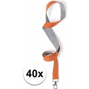 40x sleutelkoord oranje met grijs 50x2 cm - Keycords