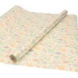 Inpakpapier/cadeaupapier baby - 3x - 200 x 70 cm - pastel geel - met baby items - Cadeaupapier