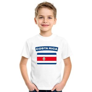 T-shirt wit Costa Rica vlag wit jongens en meisjes - Feestshirts