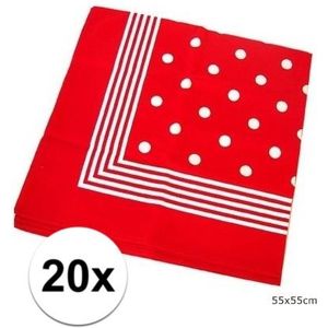 20x Rode boeren zakdoekjes 55 x 55 cm - Verkleedattributen