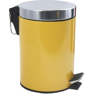 MSV Prullenbak/pedaalemmer - metaal - saffraan geel - 3 liter - 17 x 25 cm - Badkamer/toilet