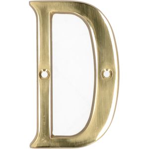 AMIG Huisnummer/letter D - massief messing - 10cm - incl. bijpassende schroeven - gepolijst - Huisnummers