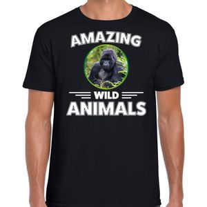 T-shirt gorilla apen amazing wild animals / dieren zwart voor heren - T-shirts