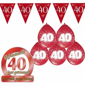 Folat - Feestartikelen pakket - 40 jaar getrouwd - vlaggetjes/ballonnen/bord - Feestpakketten