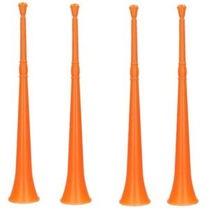 4x Oranje vuvuzela toeters 48 cm - Speelgoedinstrumenten