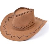 Carnaval verkleed hoed voor een cowboy - bruin - polyester - heren/dames - incl. pistool - Verkleedhoofddeksels