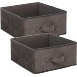 Set van 4x Stuks Opbergmand/Kastmand 14 Liter Donkergrijs Polyester 31 X 31 X 15 cm - Opbergboxen