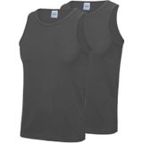 2-Pack Maat S - Sport singlets/hemden grijs voor heren - T-shirts