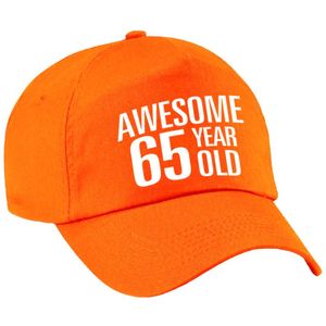 Awesome 65 year old verjaardag pet / cap oranje voor dames en heren - Verkleedhoofddeksels