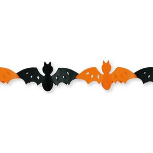 Halloween/Horror vleermuizen slinger oranje/zwart 3 meter - Feestslingers