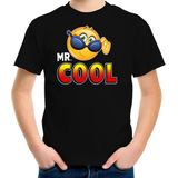 Funny emoticon t-shirt Mr.Cool zwart kids - Feestshirts