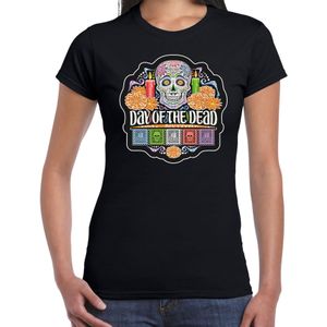 Day of the dead / Dag van de doden Halloween verkleed t-shirt / outfit zwart voor dames - Feestshirts