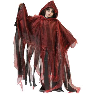 Funny Fashion Halloween verkleed cape/gewaad met kap - Spook/geest - Rood - Voor kinderen - Carnavalskostuums