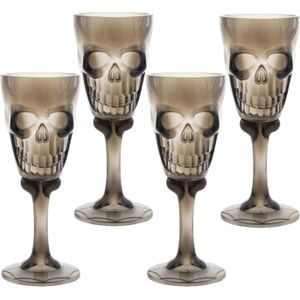 Halloween drinkbeker/kelk - 4x - horror thema - 15 cm - plastic - carnaval/verkleed artikel - Feestdecoratievoorwerp