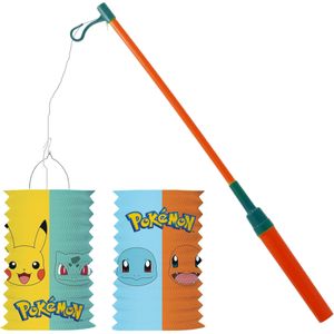Pokemon lampion - multi kleuren - H28 cm - papier - met lampionstokje - 40 cm - Feestlampionnen