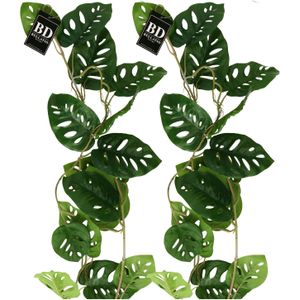 Bellatio Design kunstplant/hangplant slinger - 2x - Gatenplant - groen - 120 cm - Kunstplanten