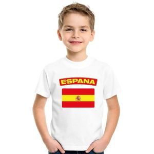 T-shirt wit Spanje vlag wit jongens en meisjes - Feestshirts