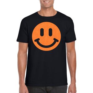 Verkleed T-shirt voor heren - smiley - zwart - carnaval/foute party - feestkleding - Feestshirts