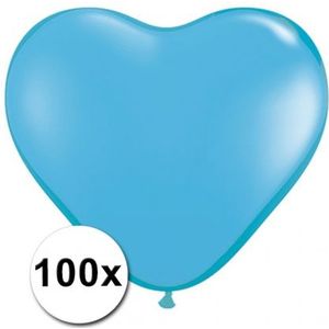 Kleine lichtblauwe hartjes ballonnen 100 stuks - Ballonnen