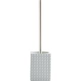 MSV Toiletborstel houder Kubik - 2x - kunststeen - lichtgrijs/zilver - 37 x 10 cm - Luxe uitstraling