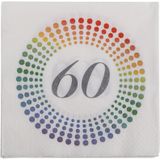 60x Leeftijd 60 jaar themafeest/verjaardag servetten 33 x 33 cm confetti - Feestservetten