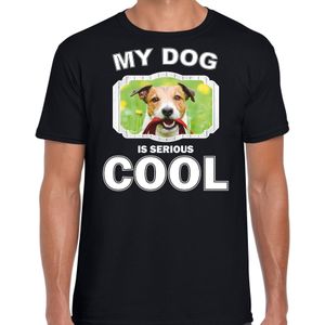 Jack russel honden t-shirt my dog is serious cool zwart voor heren - T-shirts