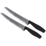 2x Broodmessen RVS 33 cm - Keukenbenodigdheden - Broodmessen/Kartelmessen/Keukenmessen