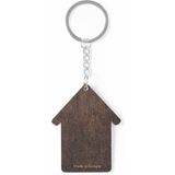 Set van 2x stuks sleutelhanger met huisje - hout - 5x6 cm - Sleutelhangers