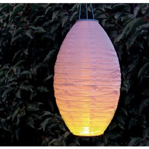 4x stuks luxe solar lampion/lampionnen wit met realistisch vlameffect 30 x 50 cm  - Lampionnen