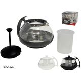 French press koffie maker/cafetiere glas wit 700 ml - Cafetiere