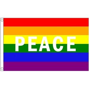 Regenboog Peace vlaggen 90 x 150 cm - Vlaggen