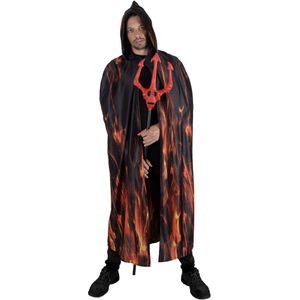 Funny Fashion Halloween verkleed cape met kap - vlammen print - Carnaval kostuum/kleding - Carnavalskostuums